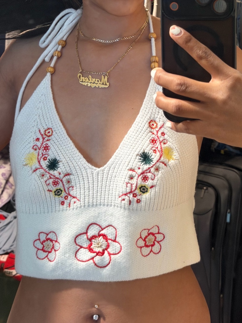 Vintage halter top with flowers